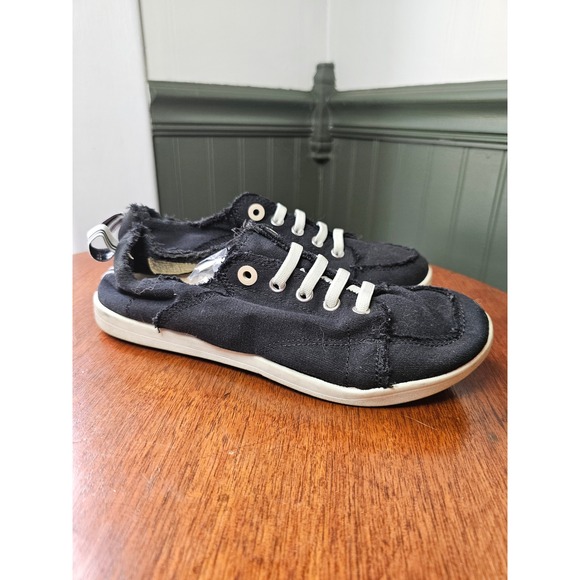 Vionic Beach Shoes - Vionic Beach Pismo Canvas Sneakers Black Frayed Slip On Shoes Womens 8 10011625
